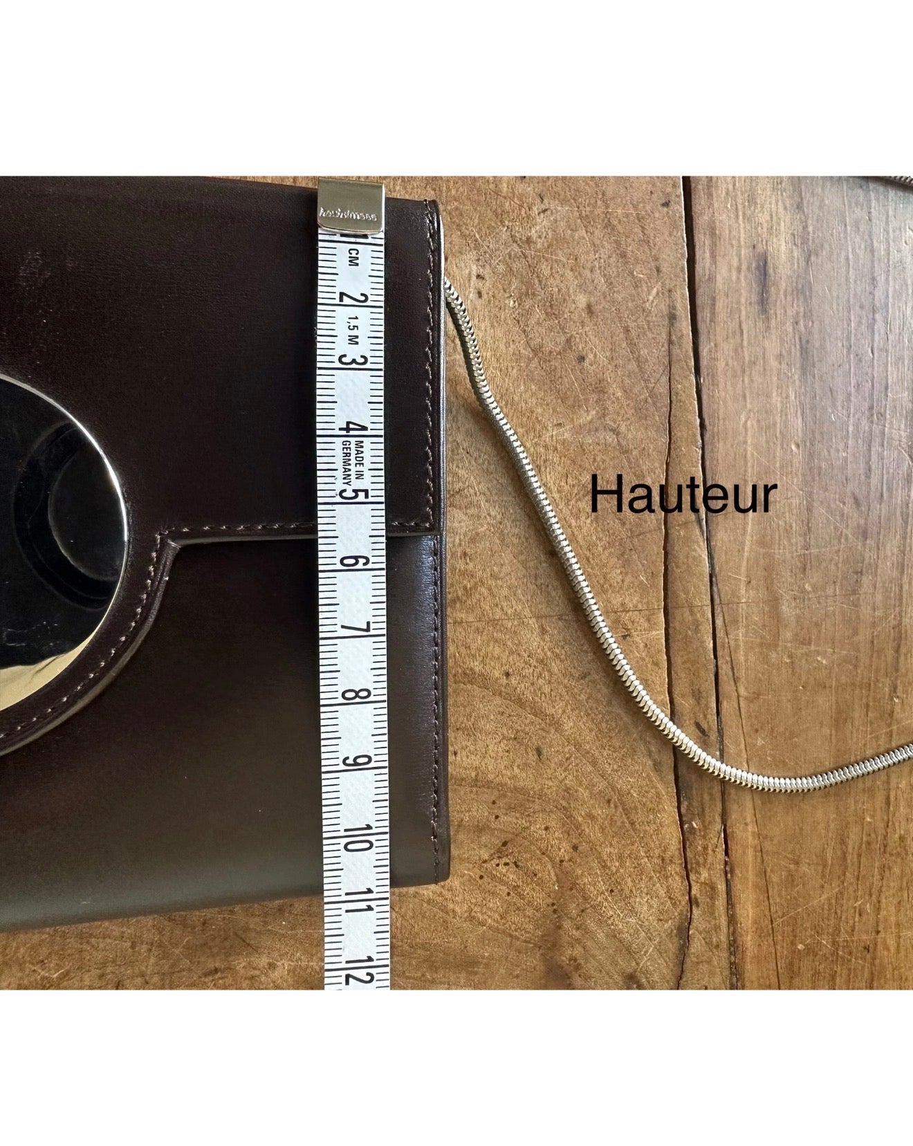 Bolso LONGCHAMP vintage años 70 · cuero marrón (bandolera de cadena)
