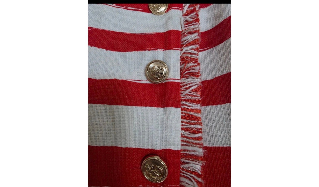 Falda ZIMMERMANN rayas rojo y blanco · botones dorados (talla 1)