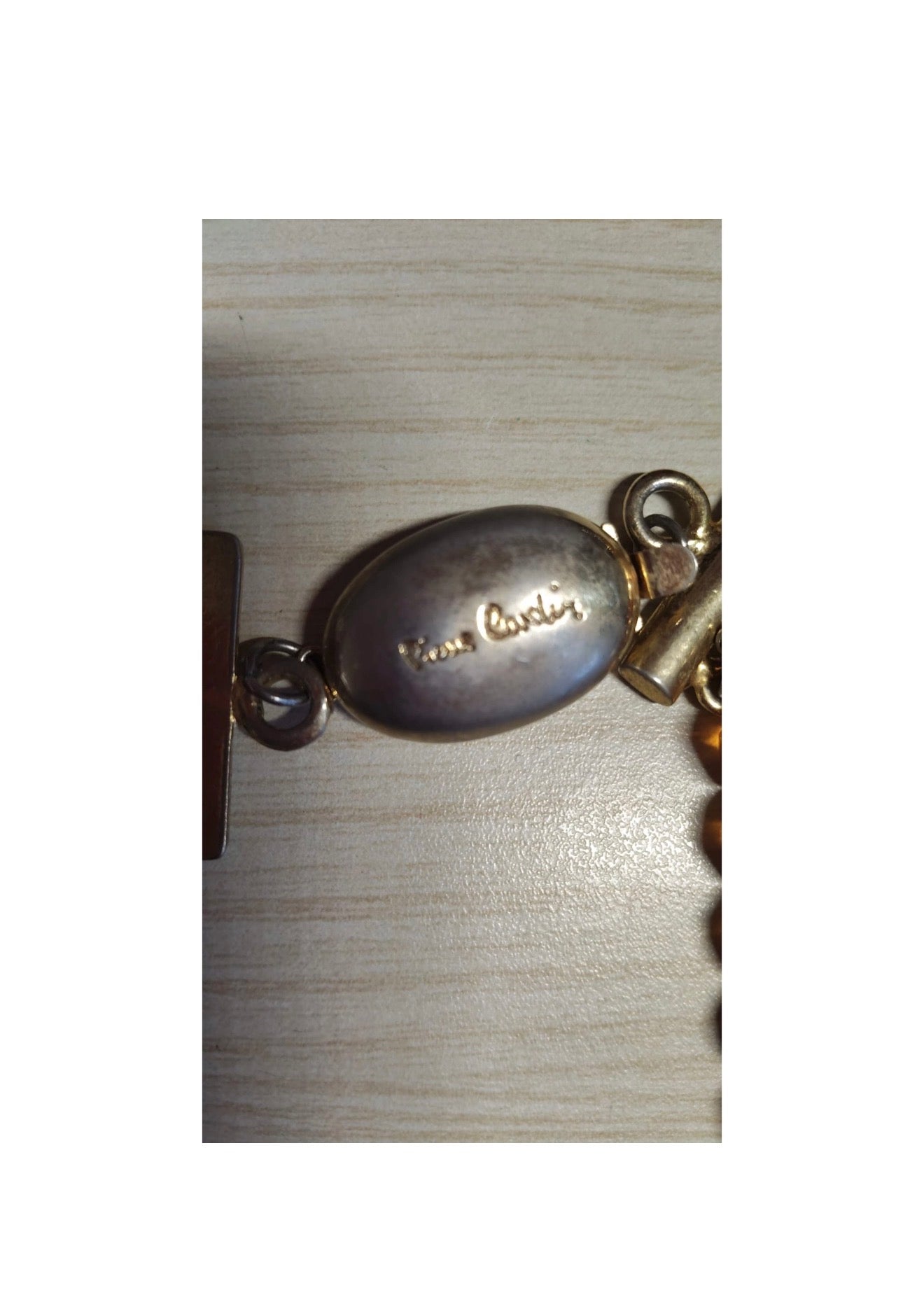 Collar PIERRE CARDIN vintage 3 vueltas · cristal facetado ámbar y negro (filigrana dorada)