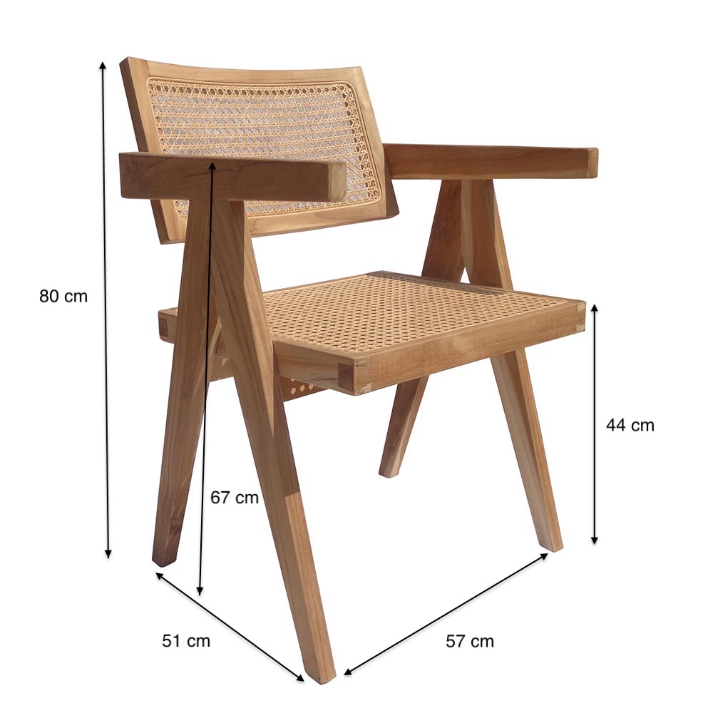 Silla Lara – Silla de comedor de madera y rejilla natural