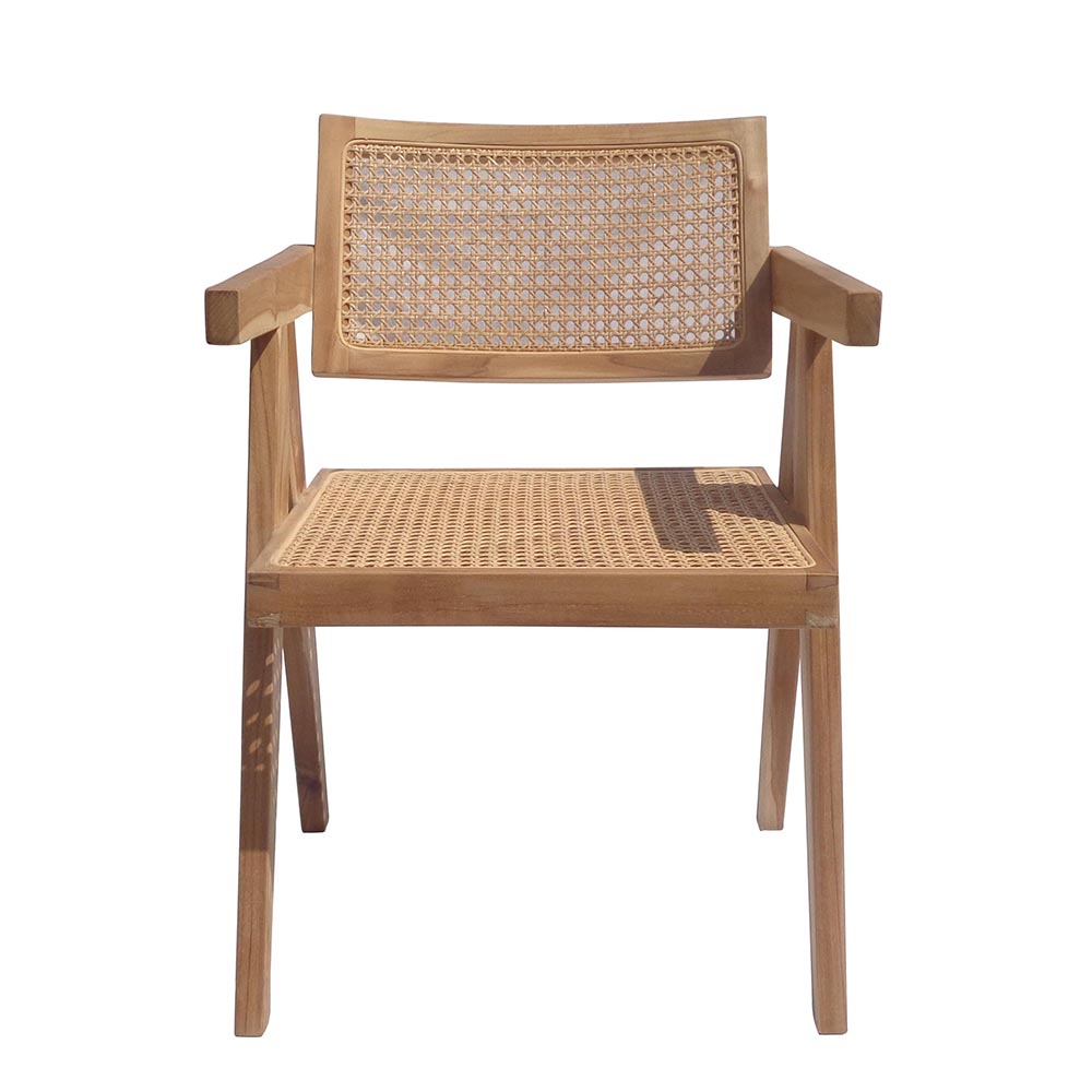 Silla Lara – Silla de comedor de madera y rejilla natural