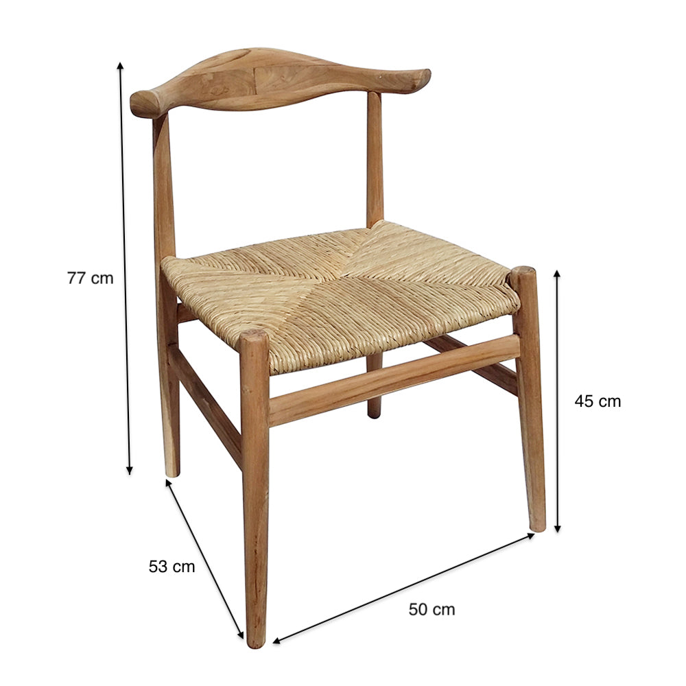 Silla Noa – Silla de comedor de madera y rejilla natural