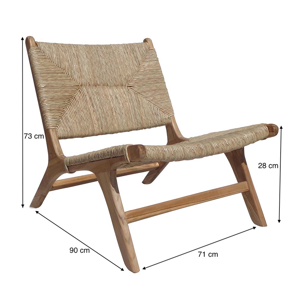 Sillón Enea – Sillón de madera con fibra natural trenzada