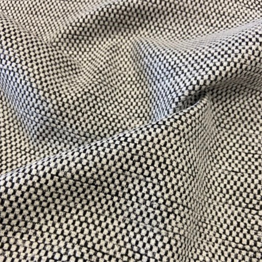 Tela lujosa entrelazada negro y blanco · made in Italy · 5 × 1,40 m