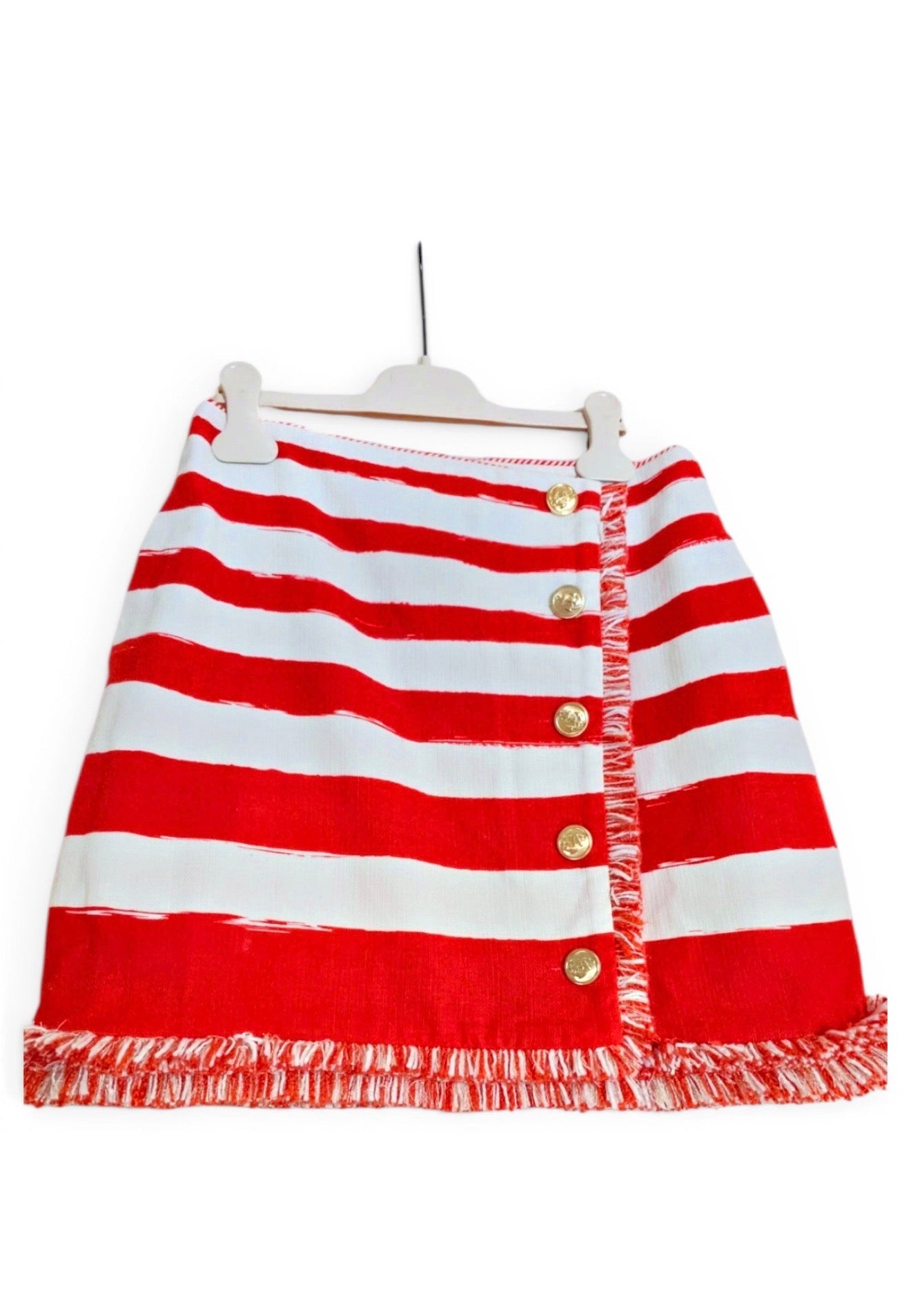 Falda ZIMMERMANN rayas rojo y blanco · botones dorados (talla 1)