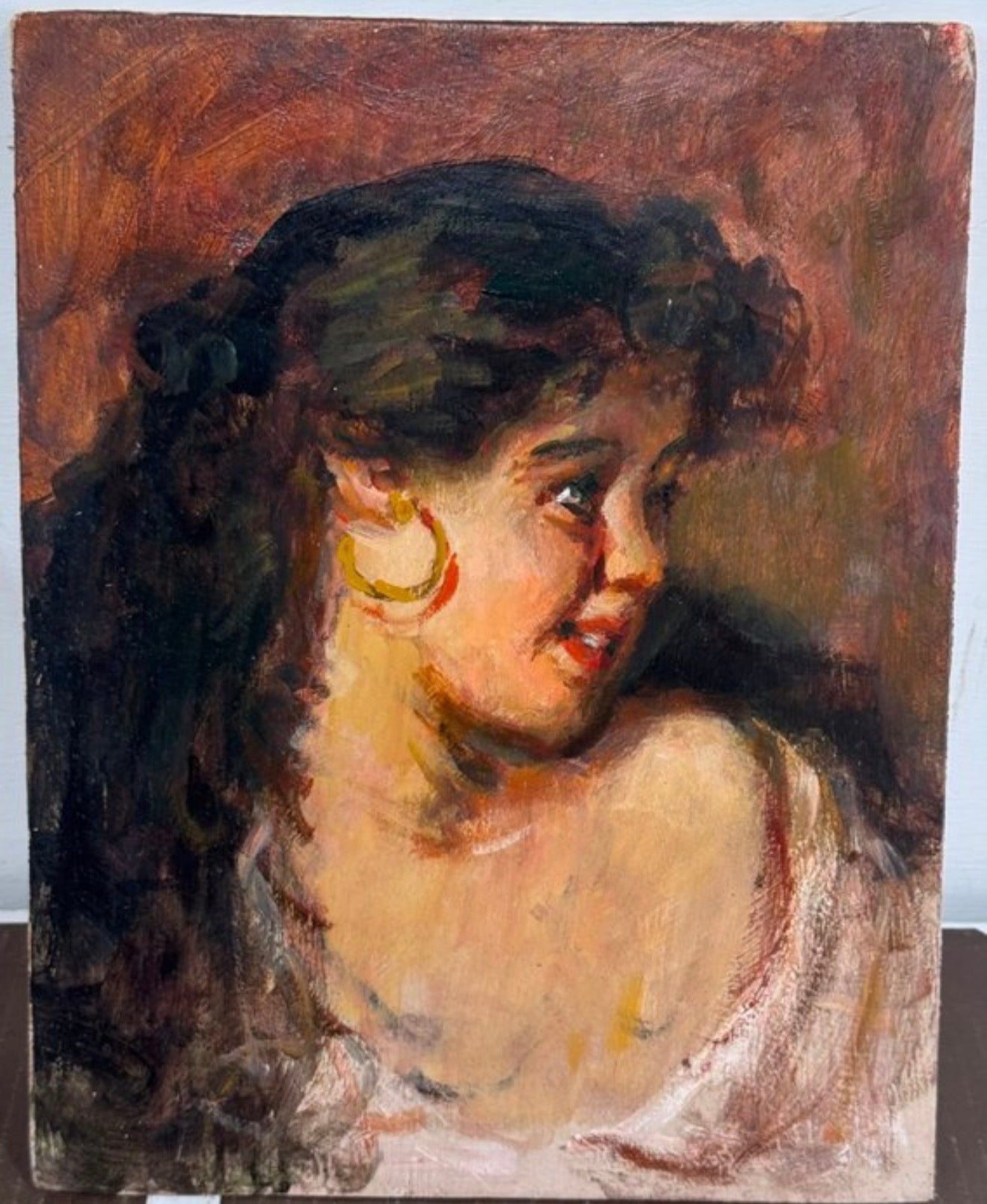 Óleo sobre tabla · «Ritratto di giovane donna» · Escuela italiana s. XX (1940-50)