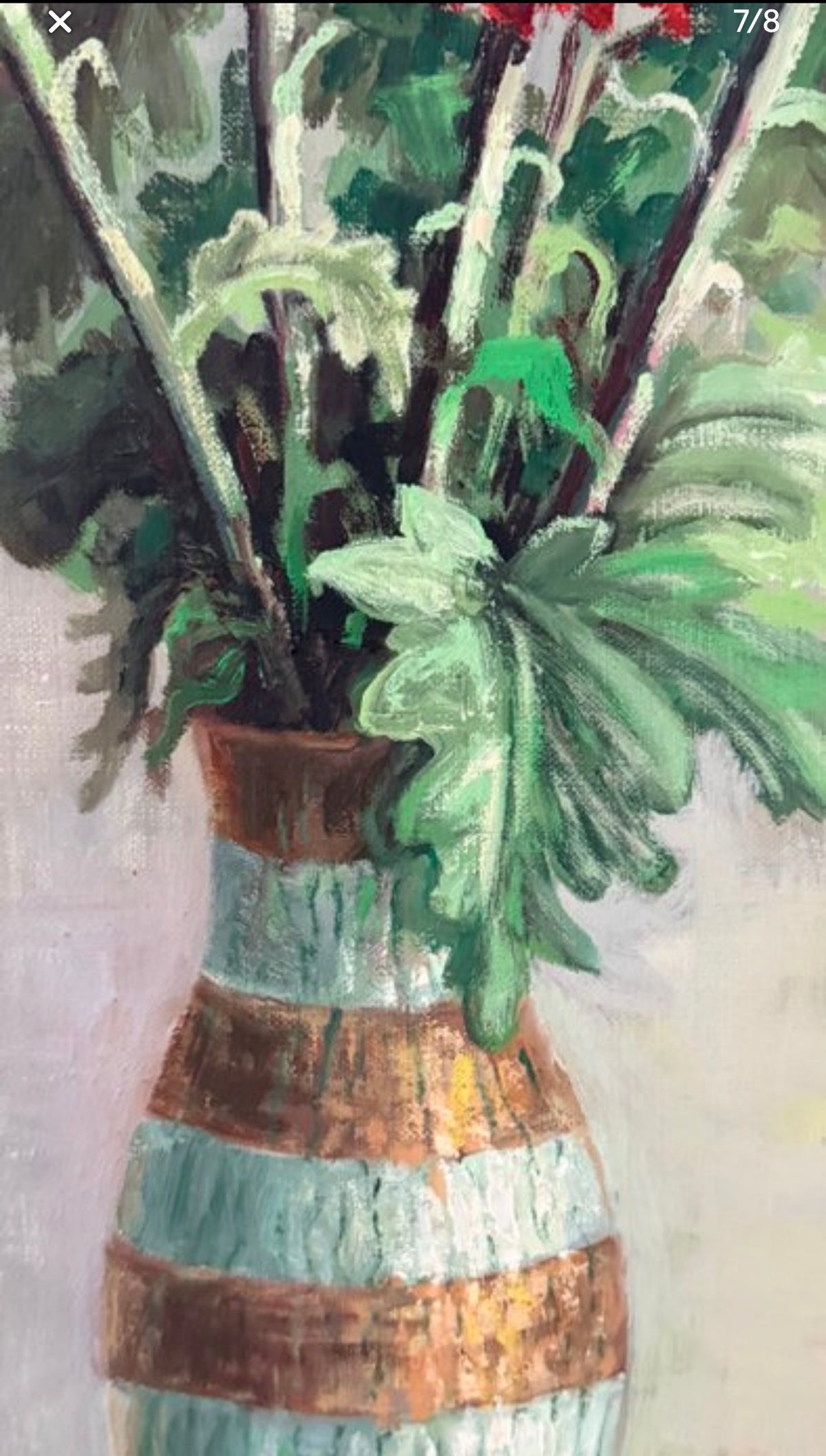 Óleo original Jozef Masarovič «Still Life with Flowers» · firmado · enmarcado 88×58 cm