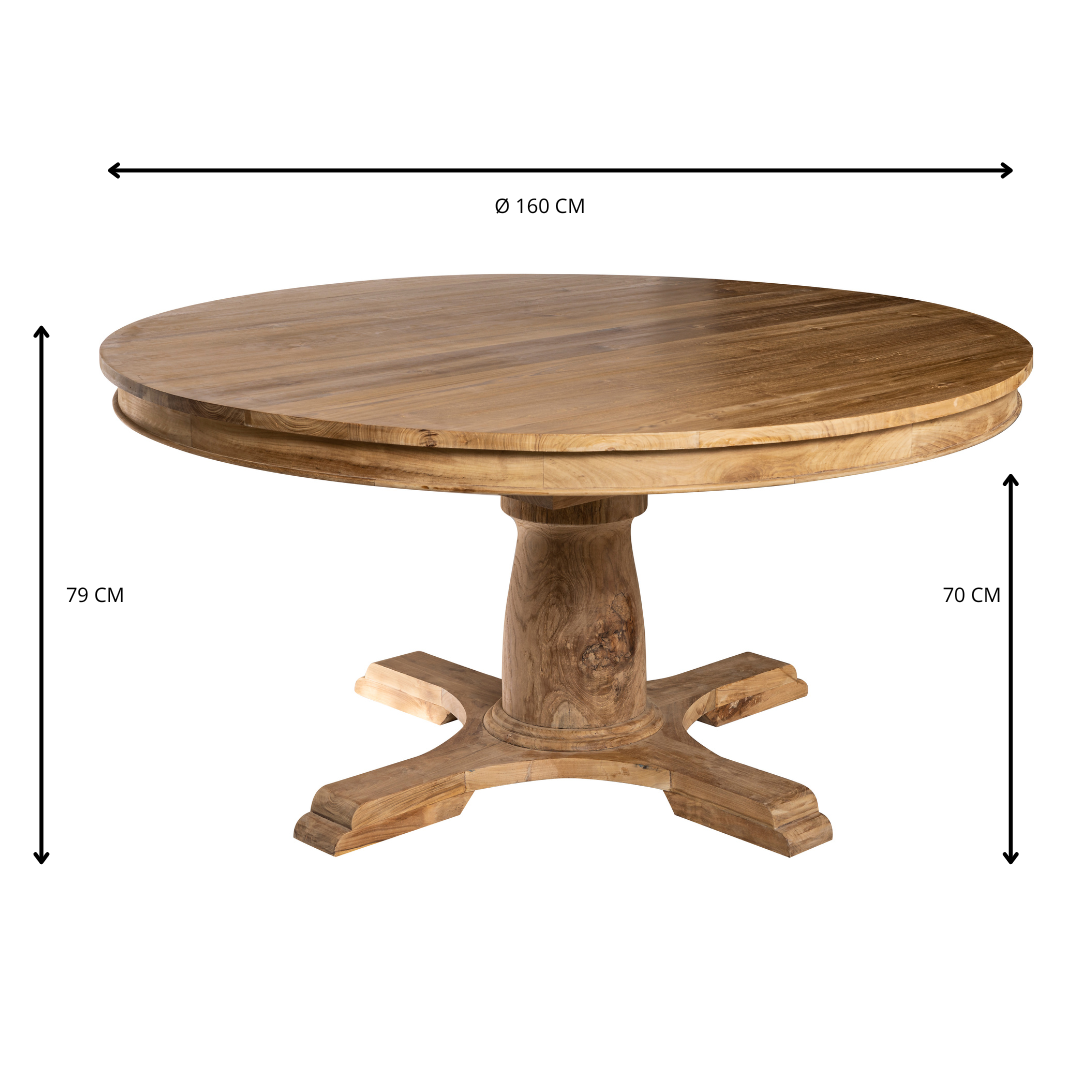 Mesa Roberta – Mesa de comedor redonda de madera maciza
