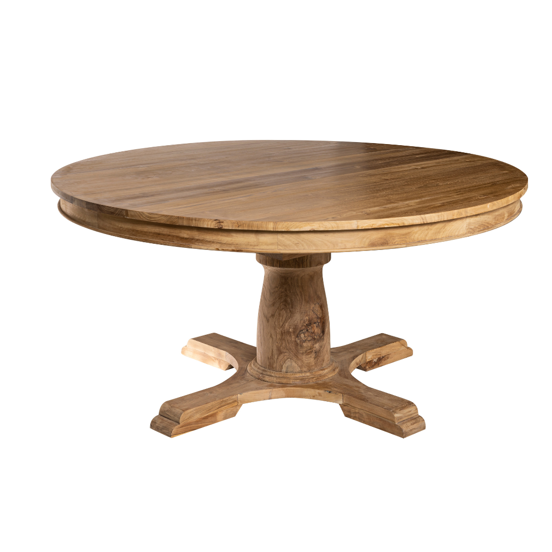 Mesa de comedor redonda de madera maciza Roberta