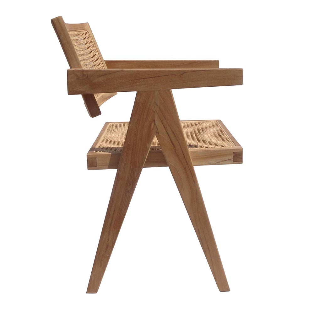 Silla Lara – Silla de comedor de madera y rejilla natural