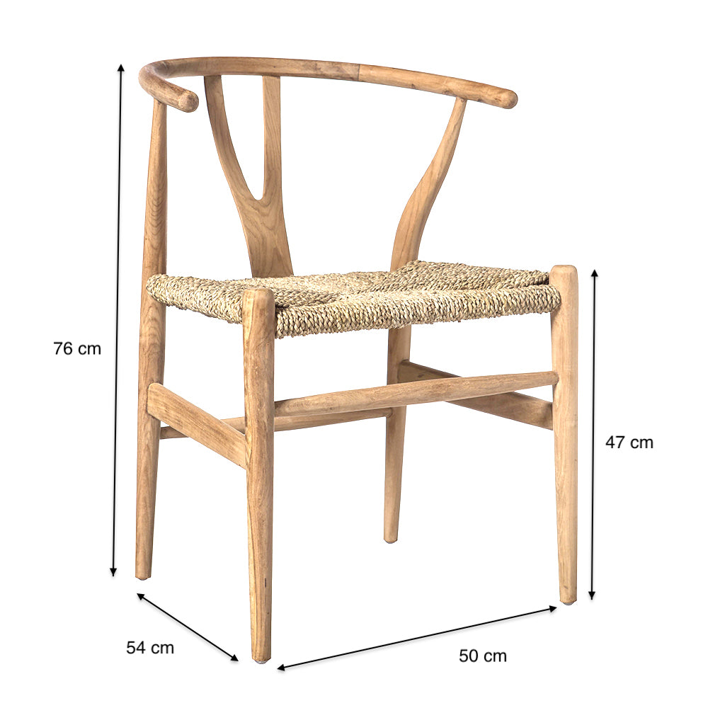 Silla Eira – Silla de comedor de madera y fibra natural trenzada