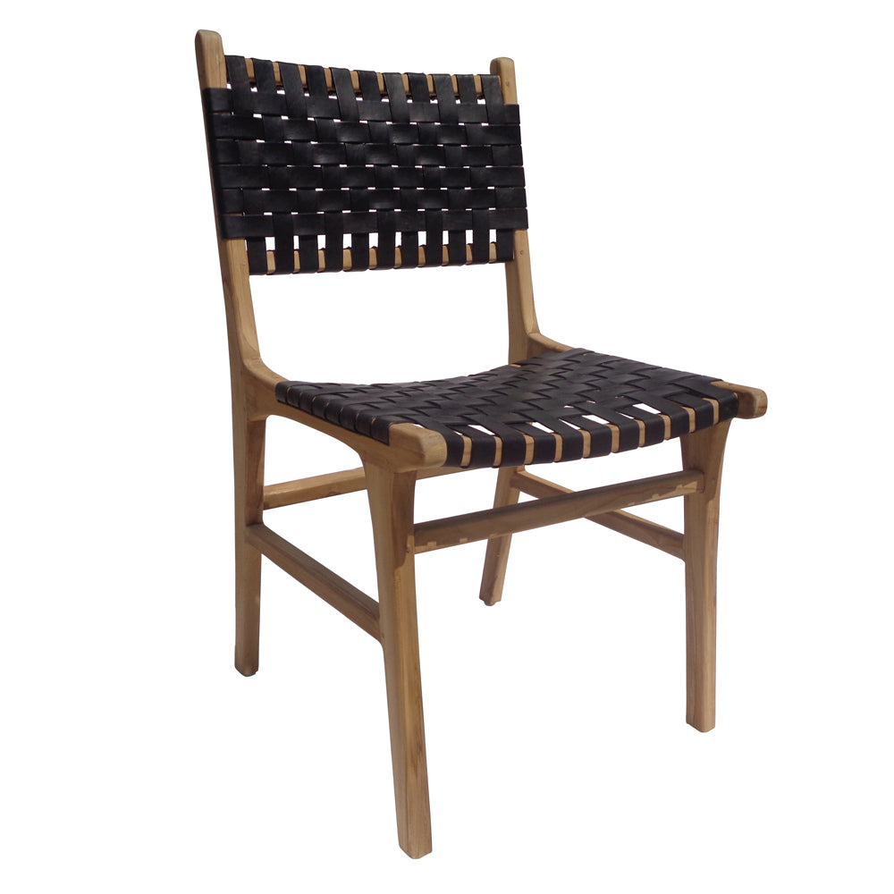 Silla de comedor escandinava de madera y fibra entrelazada – Marlen Gallery
