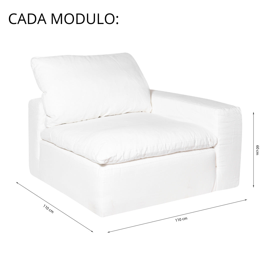 Sofá Lino – Sofá modular de tres plazas con tapizado textil
