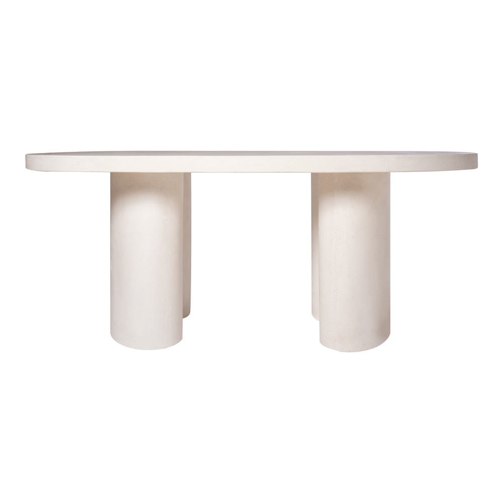 Mesa Alba – Mesa de comedor de piedra clara con patas cilíndricas